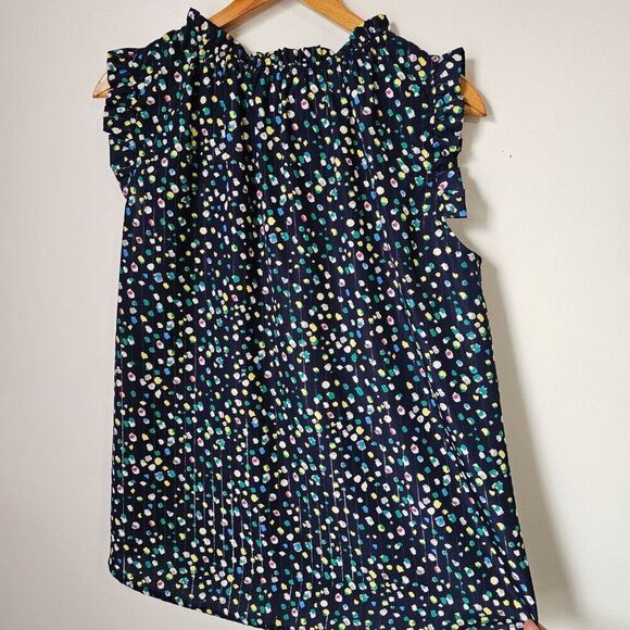 EUC LIKE NEW BETSEY'S BOUTIQUE SHOP SPECKLED MOCK NECK RUFFLE EDGES TANK TOP SM - Picture 3 of 15